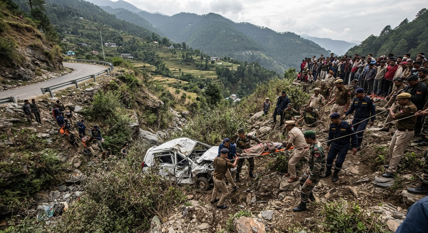 सड़क हादसे में सेना के जवान की दर्दनाक मौत कार गहरी खाई में गिरने से हुआ बड़ा नुकसान