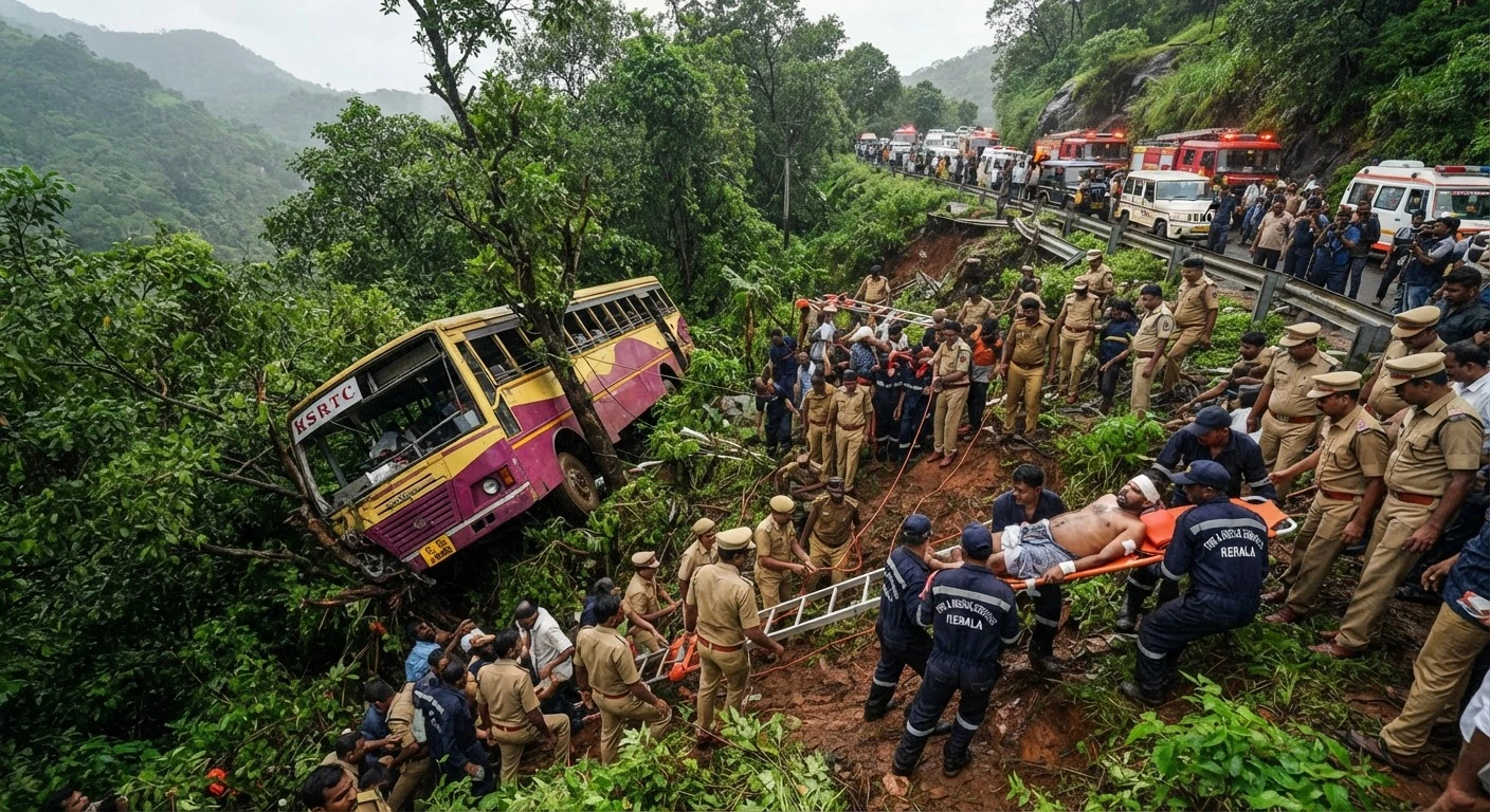 केरल में रोडवेज बस का हुआ खतरनाक एक्सीडेंट खाई में गिरने से तीन यात्री गंभीर रूप से घायल