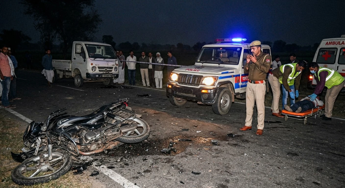 खतौली में तेज रफ्तार पिकअप का कहर बाइक सवार युवक की दर्दनाक मौत और साथी गंभीर रूप से घायल